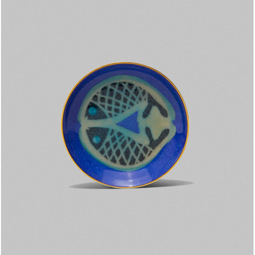 Plato azul con dos peces