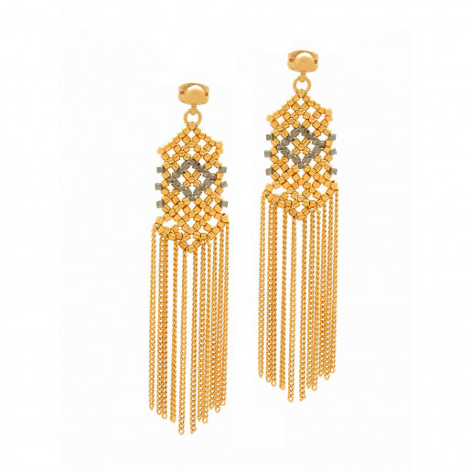 Fringed Earrings, Red (Net)...