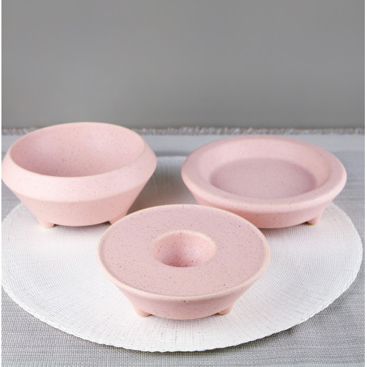 3 Pink Tripod Plates Set