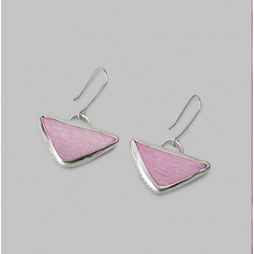 Bevel Triangular Pink Earrings