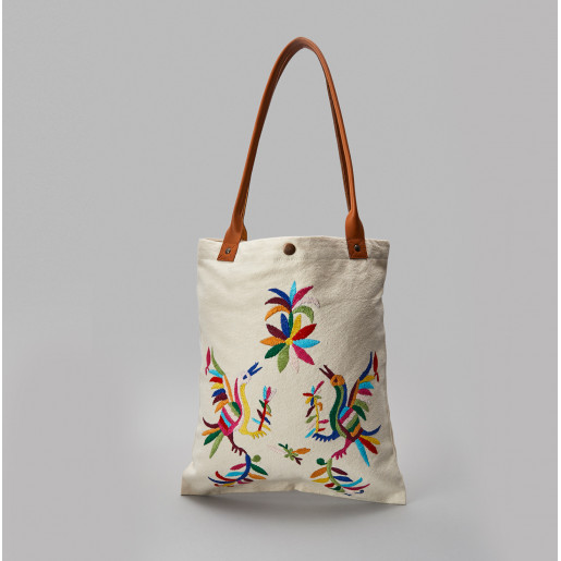 White Embroidered Tote Bag