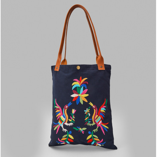 Blue Embroidered Tote Bag