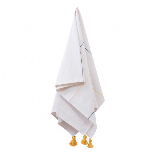 Towel with Yellow Tassels