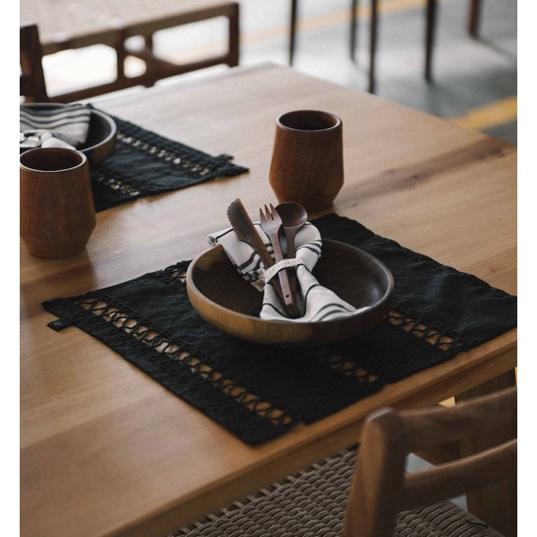 Pointelle Black Linen...