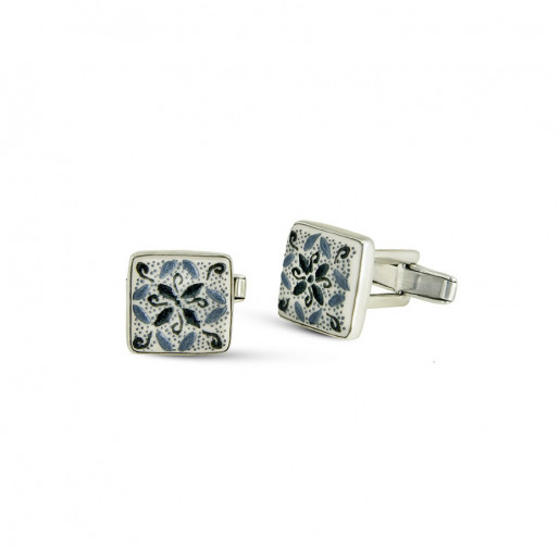 Porcelain and silver cufflinks