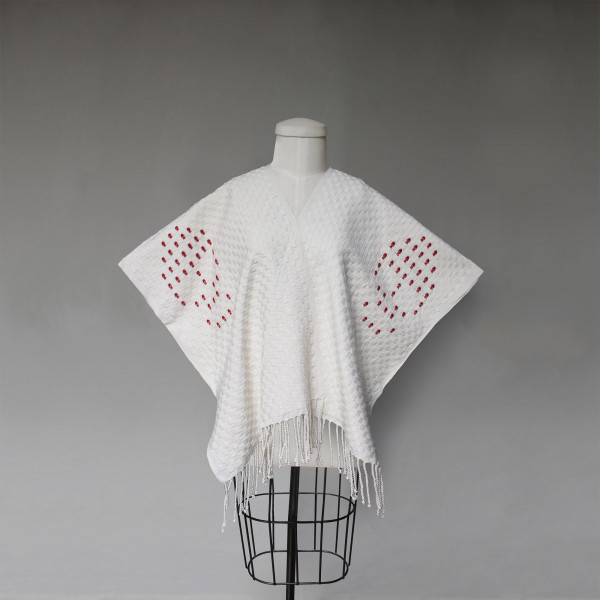 Brocade Poncho with Red Skulls