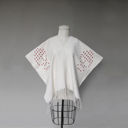 Brocade Poncho with Red Skulls