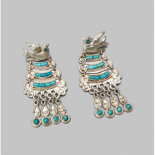 Aretes de rodela con paloma