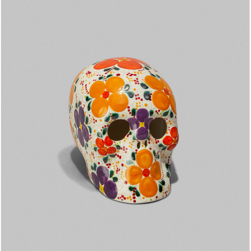 Skull with Painted Flowers