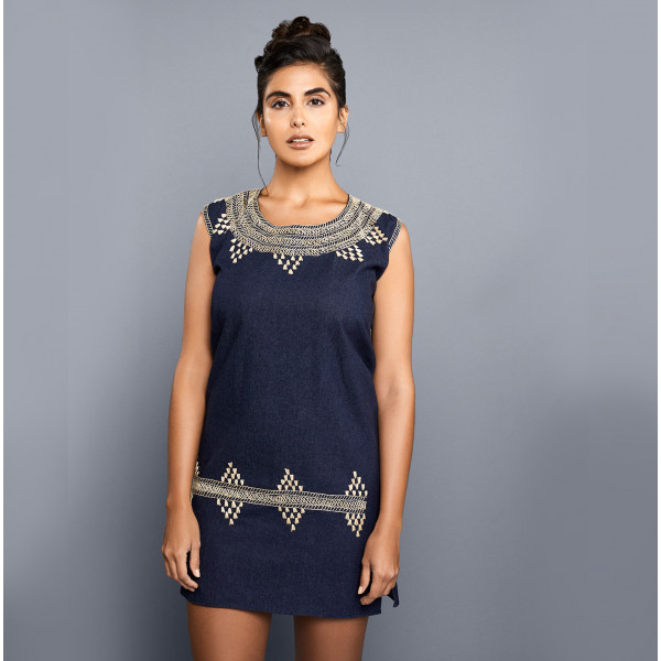 Navy Blue Chain Stitch...